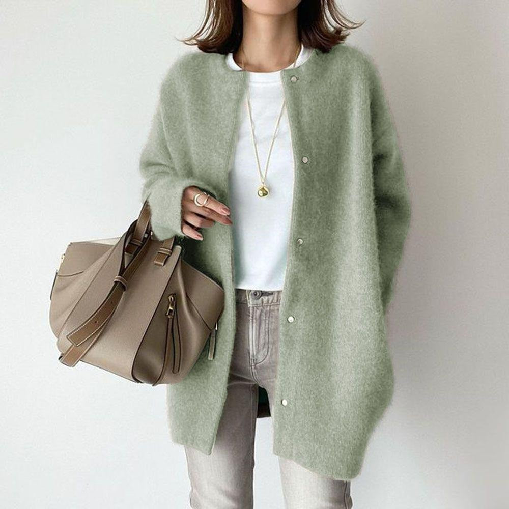 Valenzora Damen Strickjacke | Wollene Freizeitjacke für Damen: Lange Strickoberteile Oberbekleidung