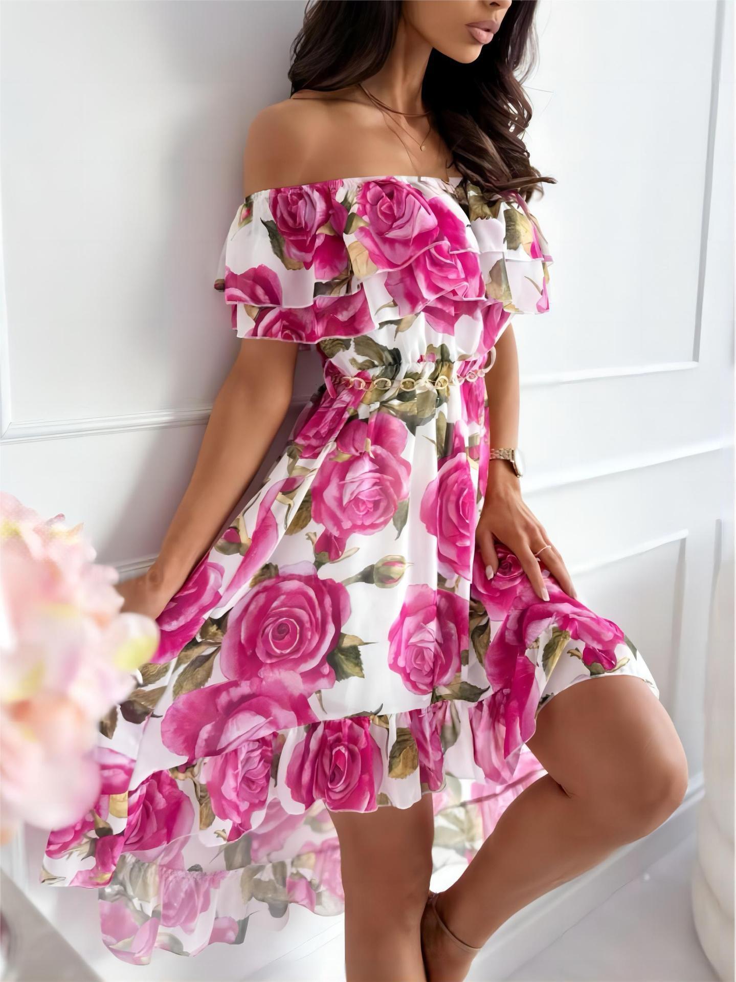 Valenzora - Off-the-shoulder dress with floral design