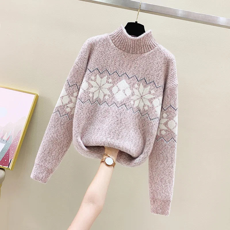 Valenzora - Ugly Christmas Sweater - Cozy Snowflake Turtleneck