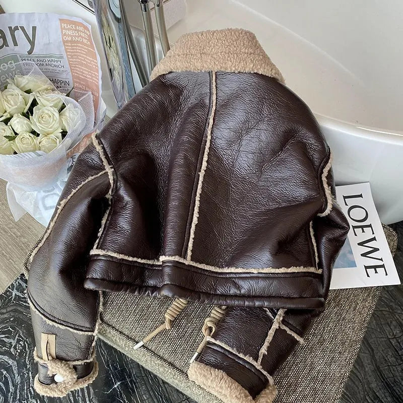 Valenzora | Short-cut leather jacket with lambskin