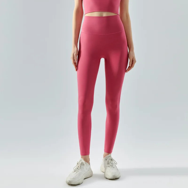 Valenzora | Emily Sportswear Naked High-Waisted Tight Yoga Pants Double-Sided Brushed Peach Butt-Lifting Running Sports Fitness Leggings
