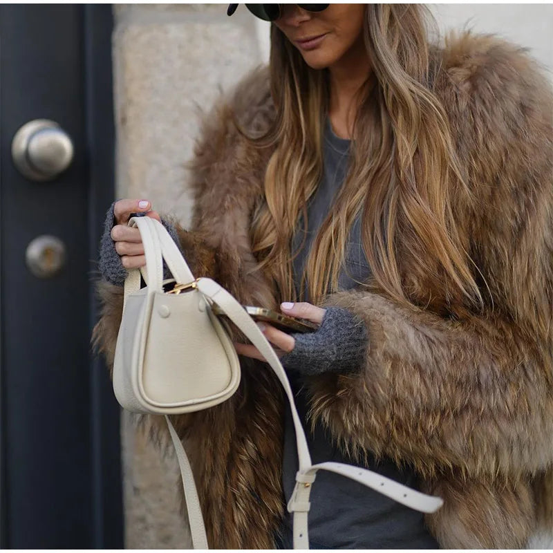 Women's fashion jacket made of plush fur