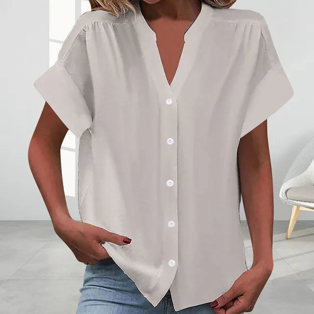 Valenzora | Casual V-neck top with short sleeves