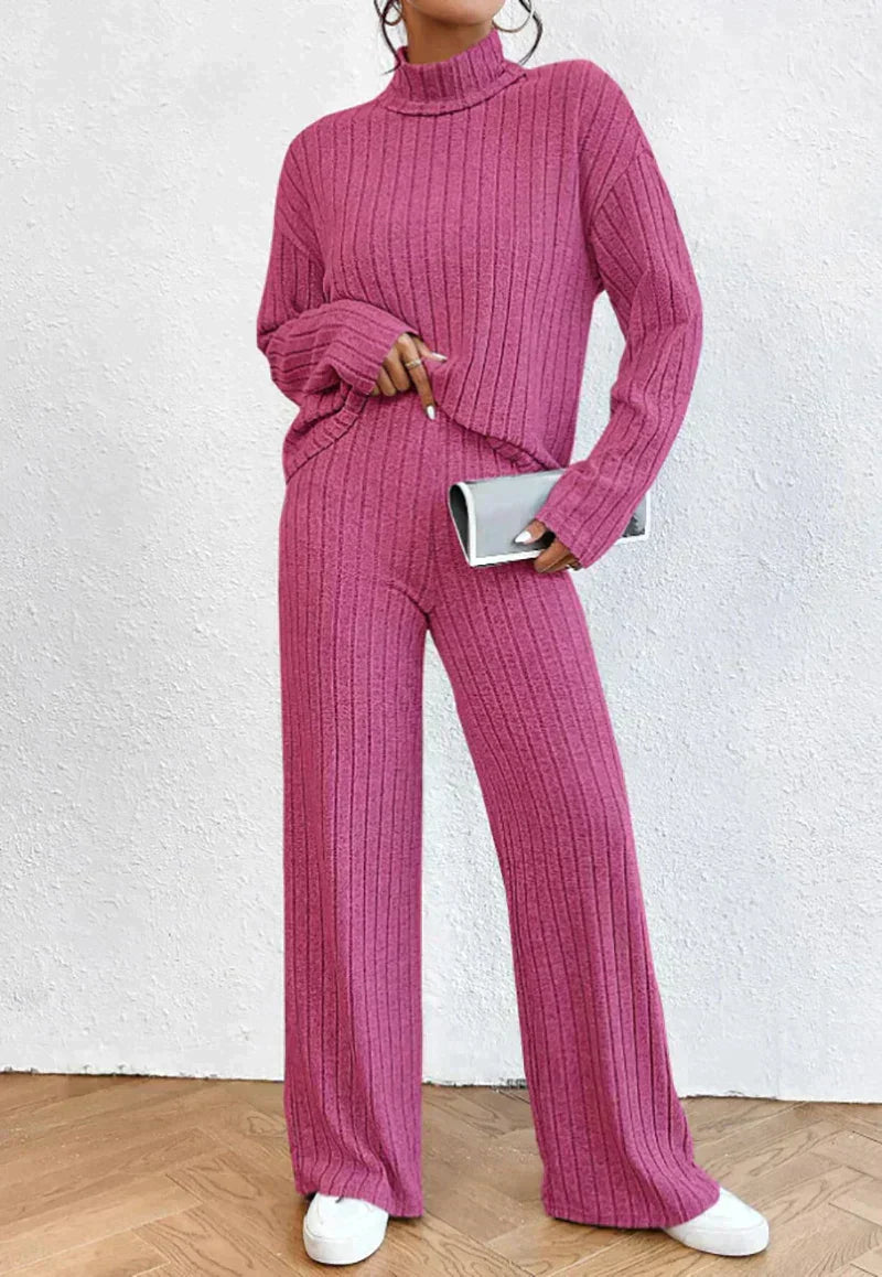 Darlene™ - Knit trousers and roll-neck sweater for women