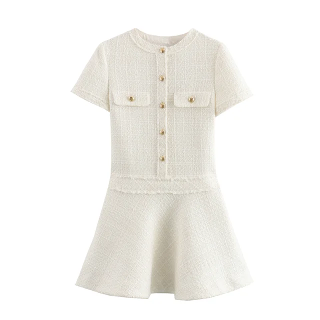 Kleid - schmale Passform - Rundhalsausschnitt - Polyester - Sommer