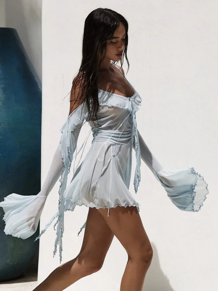 Valenzora | Langärmliges, durchsichtiges Kleid