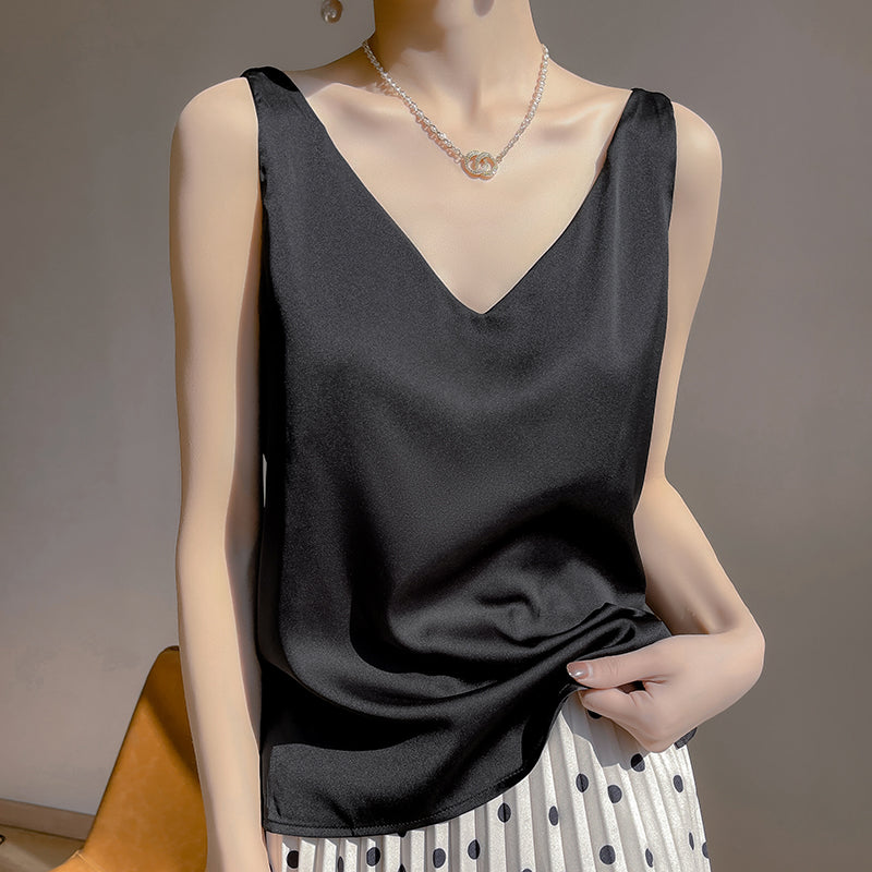 Valenzora | Sleeveless Satin Silk Top