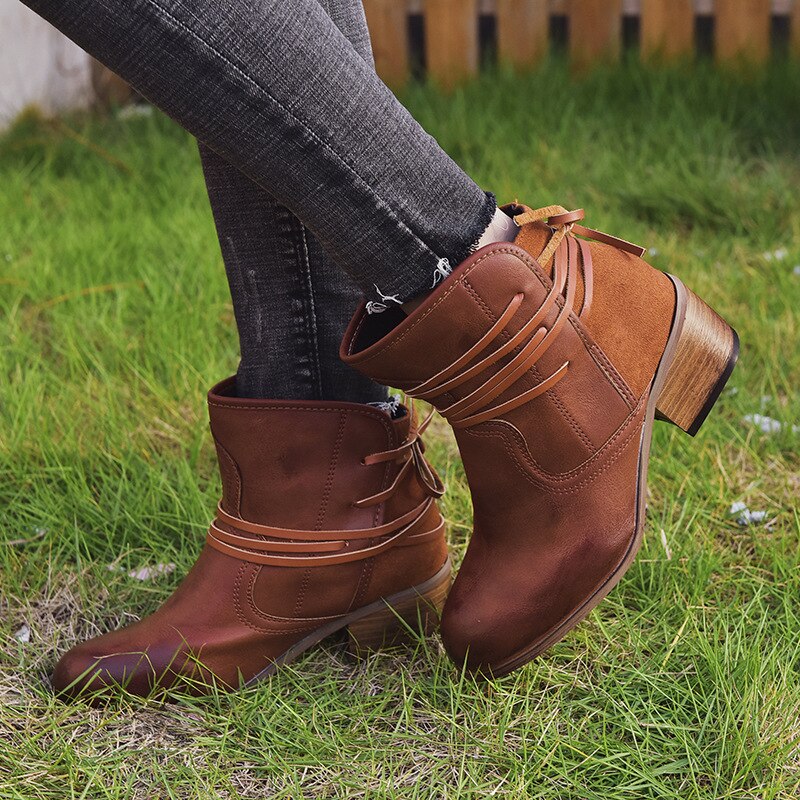 Damen Vintage Schnürstiefel