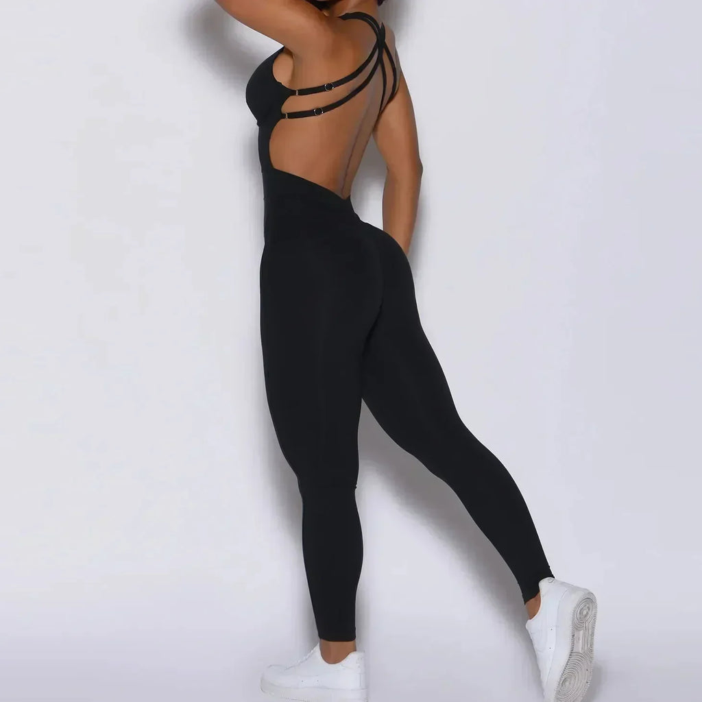 Valenzora | Sporty Jumpsuit Women's Sportswear Push-Up Gym Set Women's Fitness Overall Lycra Sports Outfit for Women Sportswear Yoga Clothing Pink