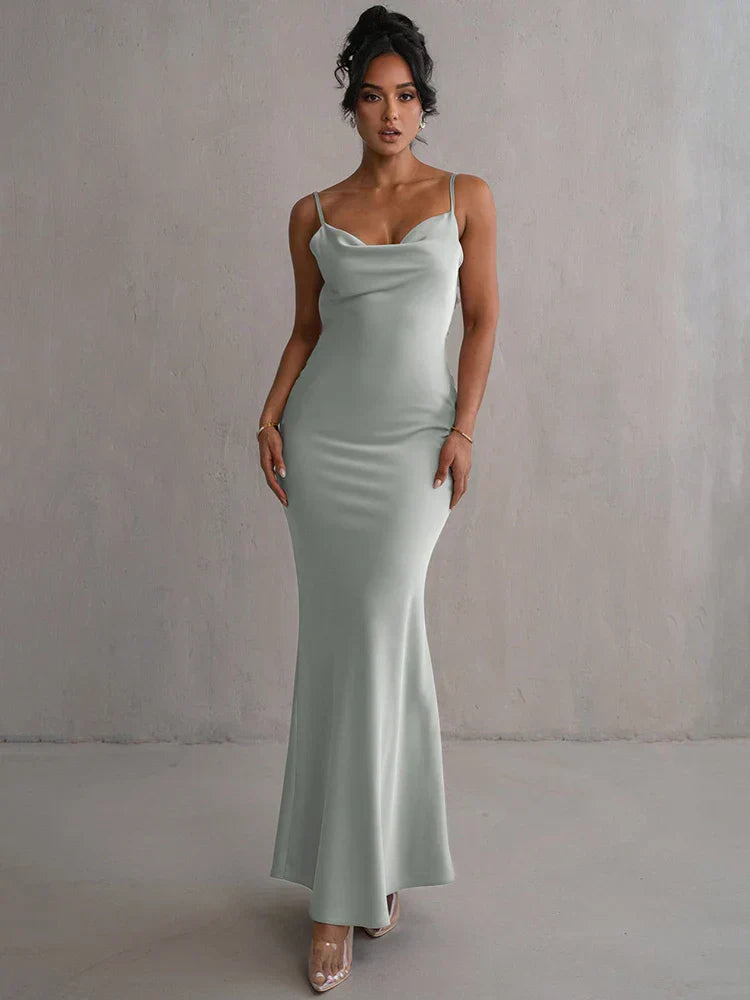 Valenzora | Langes rückenfreies Blumenkleid