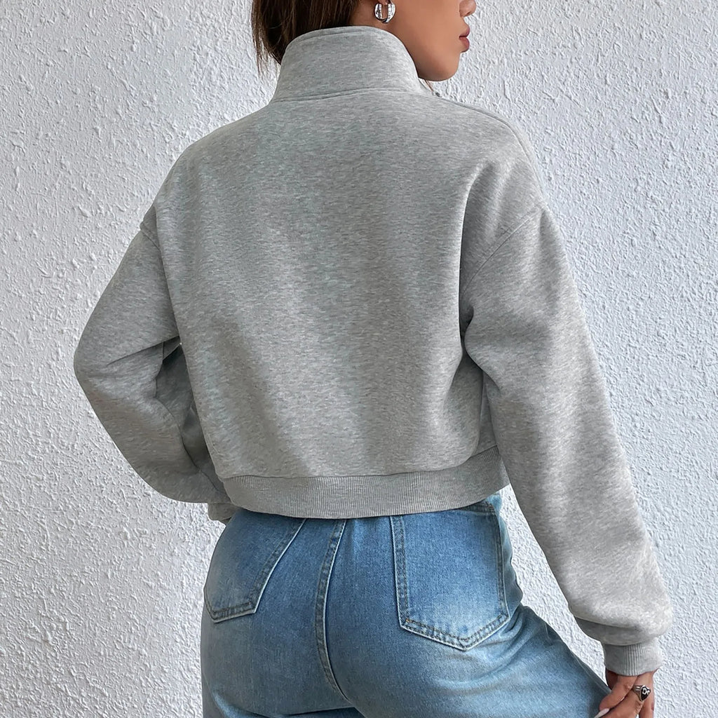 Valenzora | Bequeme, langärmlige, verkürzte Jacke mit Taschen