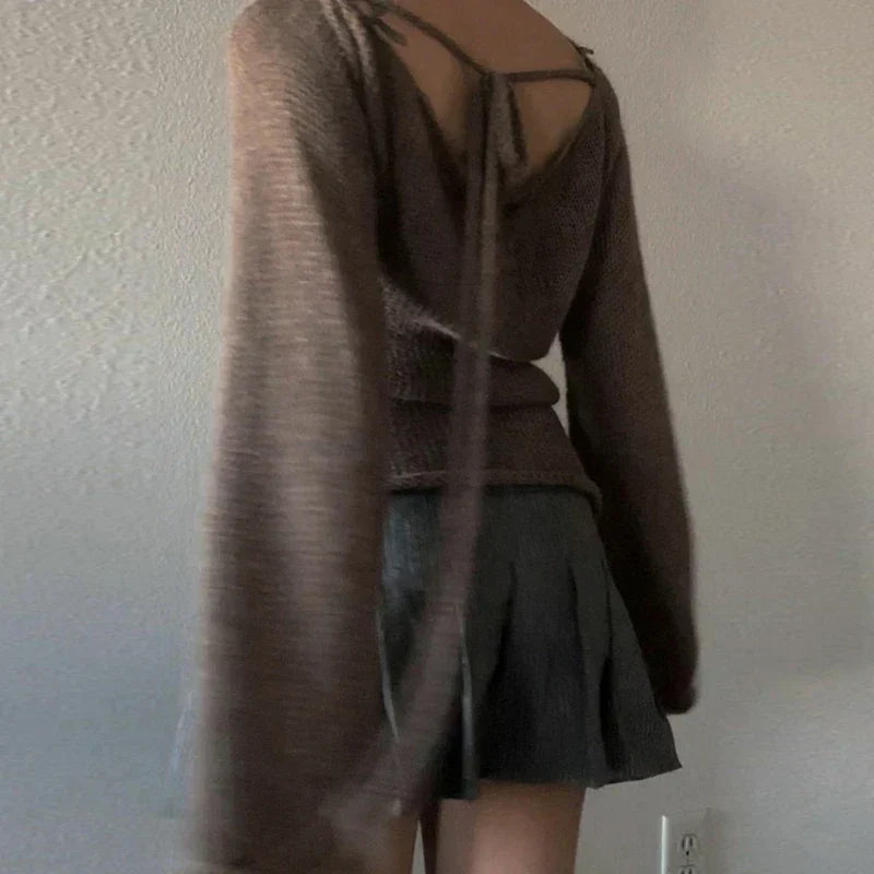 Valenzora | Locker sitzender Strickpullover mit Glockenärmeln