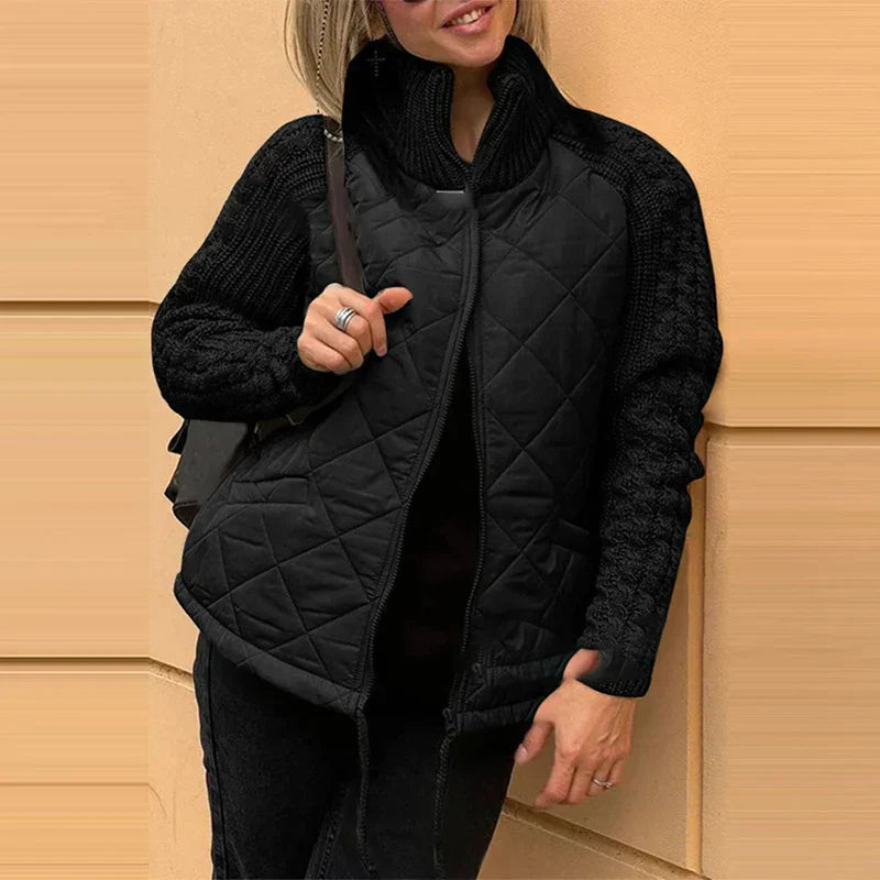 Valenzora | Fashionable quilted jacket with knitted sleeves for women