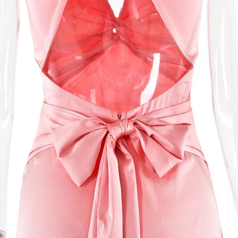 Valenzora | Bow Backless Evening Maxi Dress