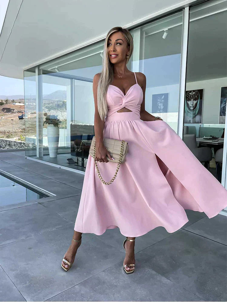 Valenzora | Midi-Kleid mit seitlichem Cut-Out und Schlitz