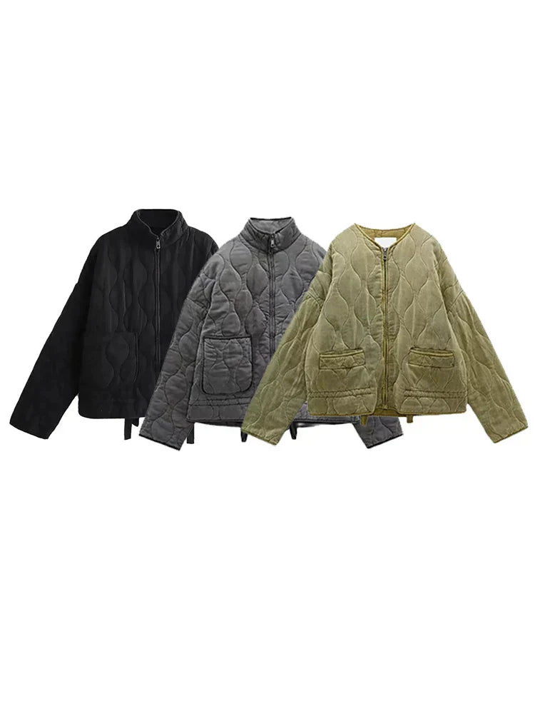 Valenzora | Padded solid-color zip-up jacket