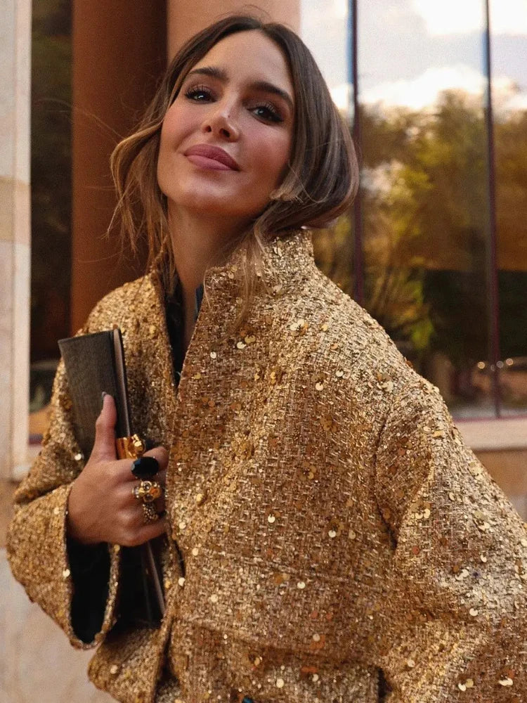 Valenzora | Sequin bomber jacket
