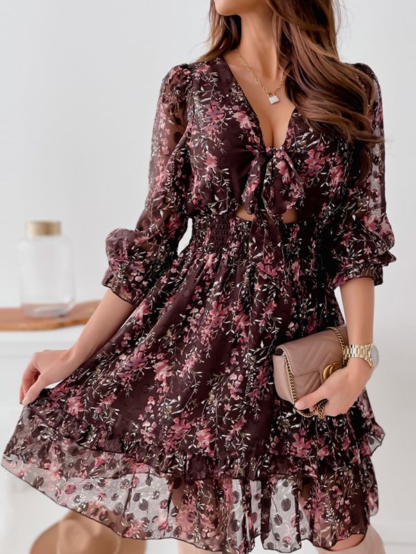 Valenzora – Einfaches Chiffonkleid mit Print