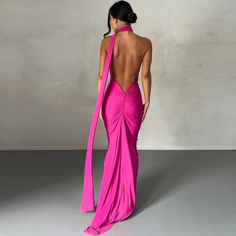 Valenzora | Elegant bodycon dress with a one-shoulder high back