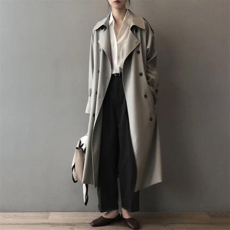 Valenzora Classic Trench Coat for Women | Oversized Windbreaker, Double-Breasted