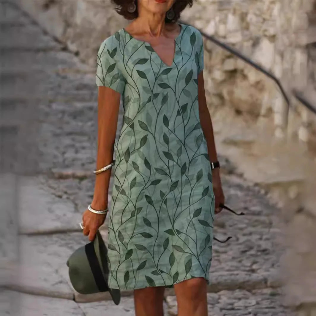 Valenzora | Vintage Floral V-Neck Long Dress