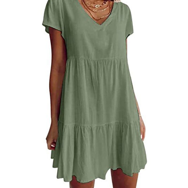 Valenzora gewebtes Kleid mit kurzen Ärmeln