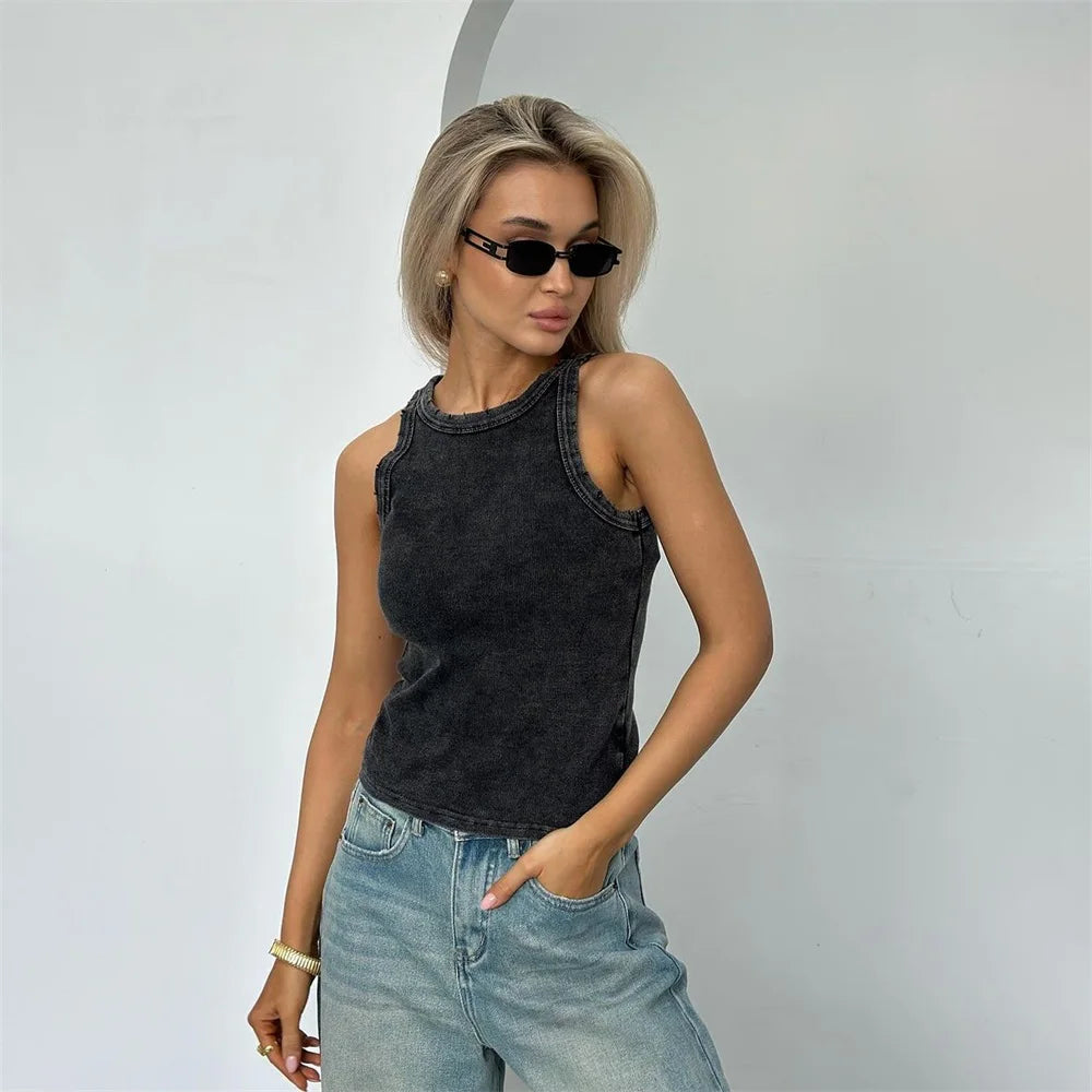 Vintage ripped sleeveless tank top