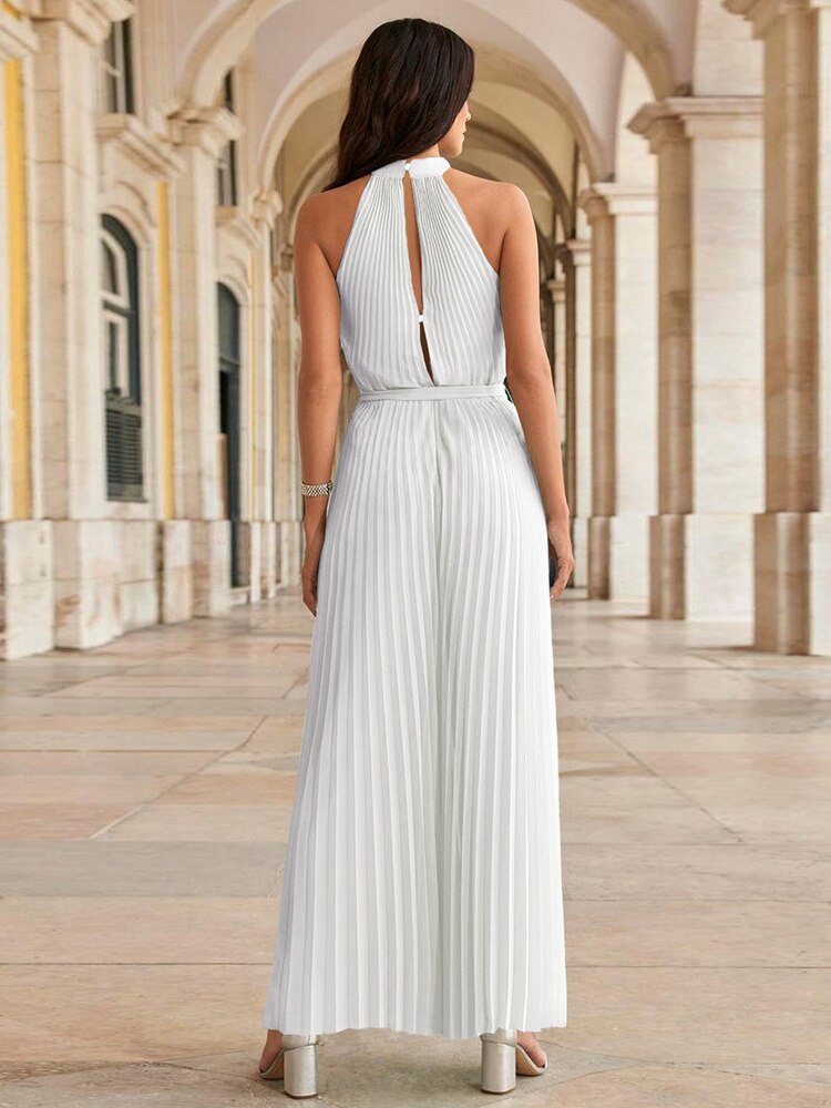 Halter-neck-wide leg overall