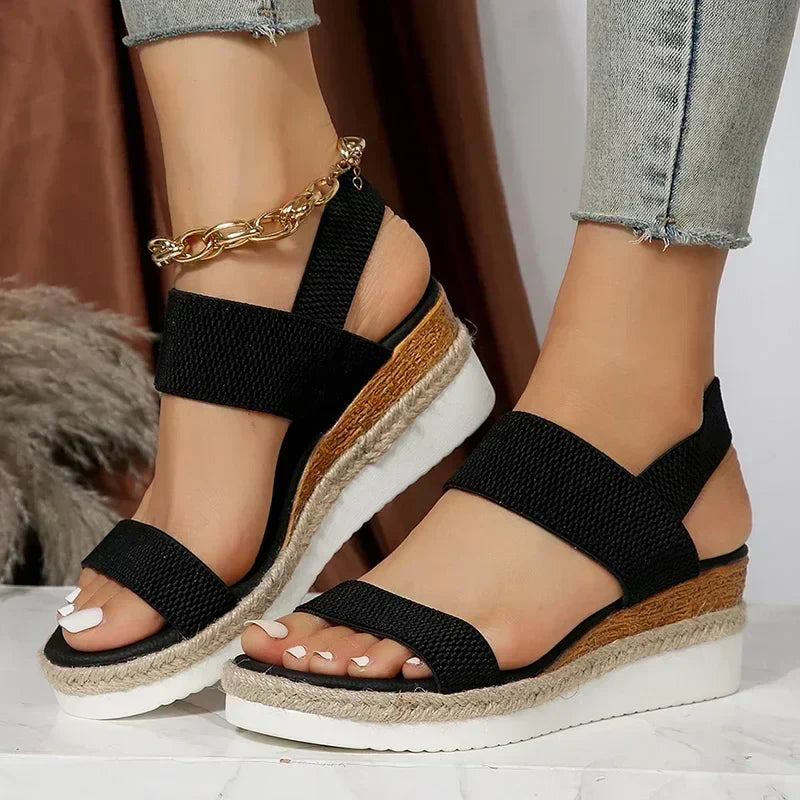 Valenzora | Comfortable knitted wedge sandals for women