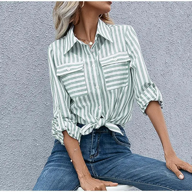 Valenzora | Klassisches gestreiftes Button-Down-Hemd für Damen