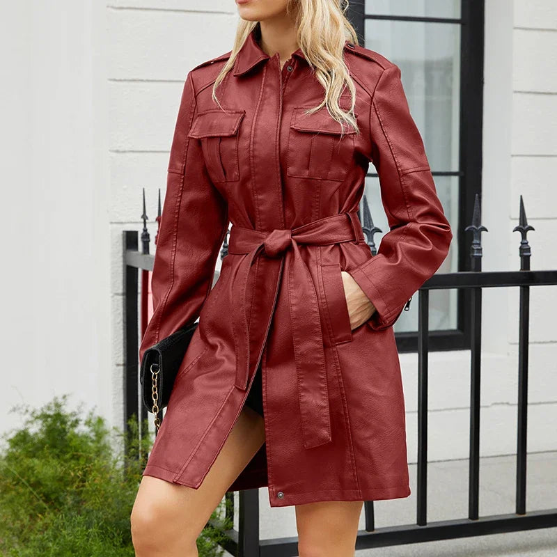 Slim jacket made of faux leather
