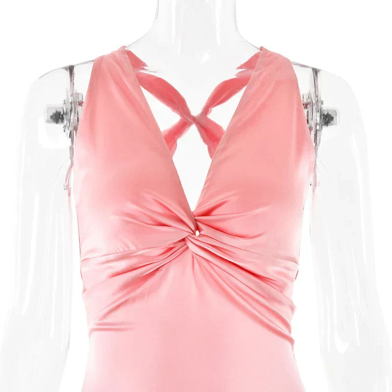 Valenzora | Bow Backless Evening Maxi Dress