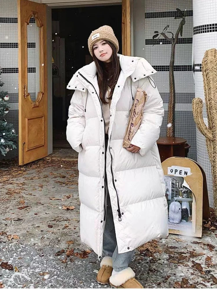 Valenzora | Long Stylish Down Jacket T-Shirt with Hood