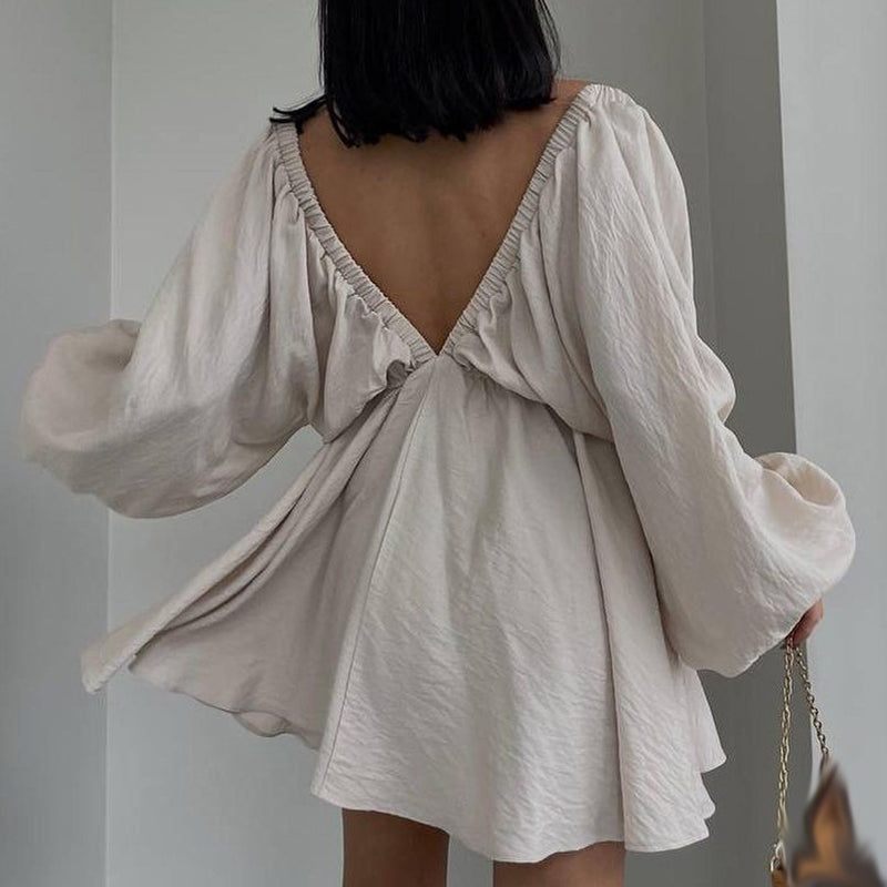 Valenzora | Gathered mini dress with butterfly sleeves