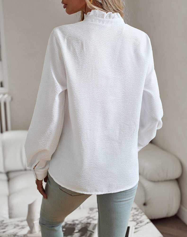 Valenzora | Elegant shirt with ruffled collar