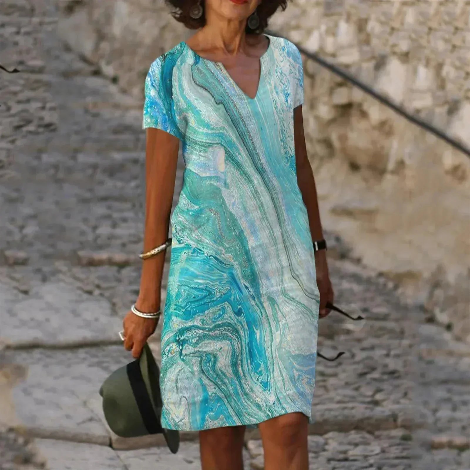 Valenzora | Vintage Floral V-Neck Long Dress