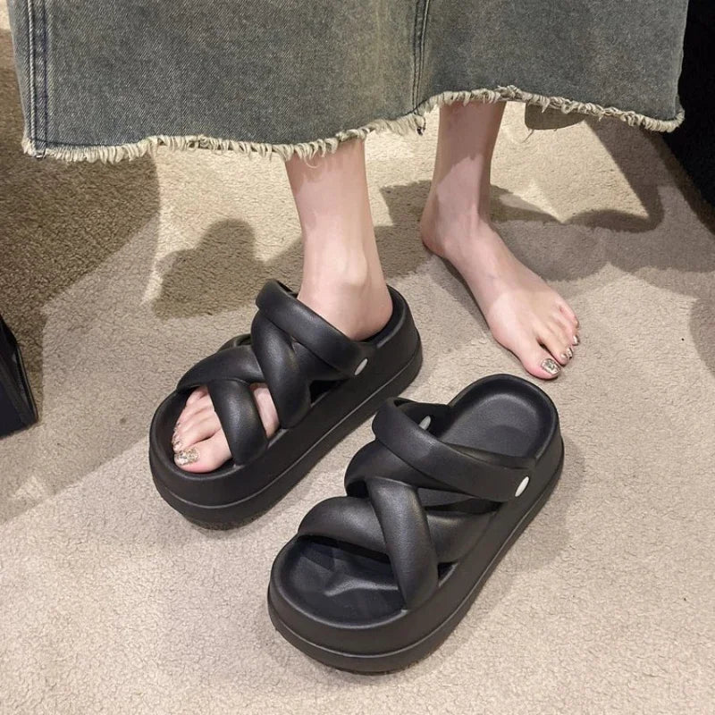 Valenzora | Platform Chunky Cross Strap Sandals