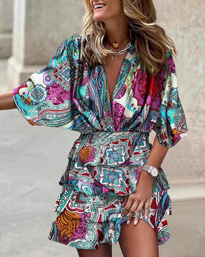 Valenzora - Stylish printed mini dress