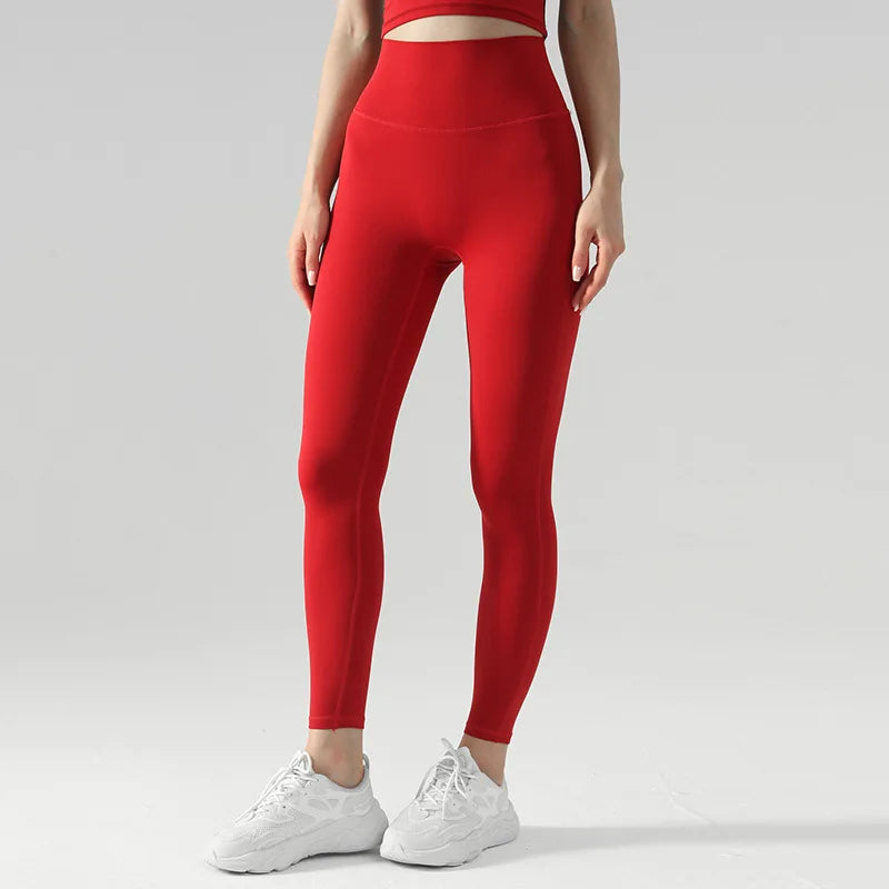 Valenzora | Emily Sportswear Naked High-Waisted Tight Yoga Pants Double-Sided Brushed Peach Butt-Lifting Running Sports Fitness Leggings