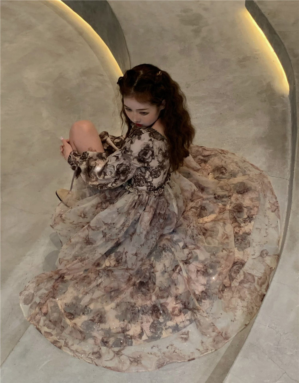 Valenzora | Floral Fairy Princess Dress with Detachable High-Low Skirt Layer
