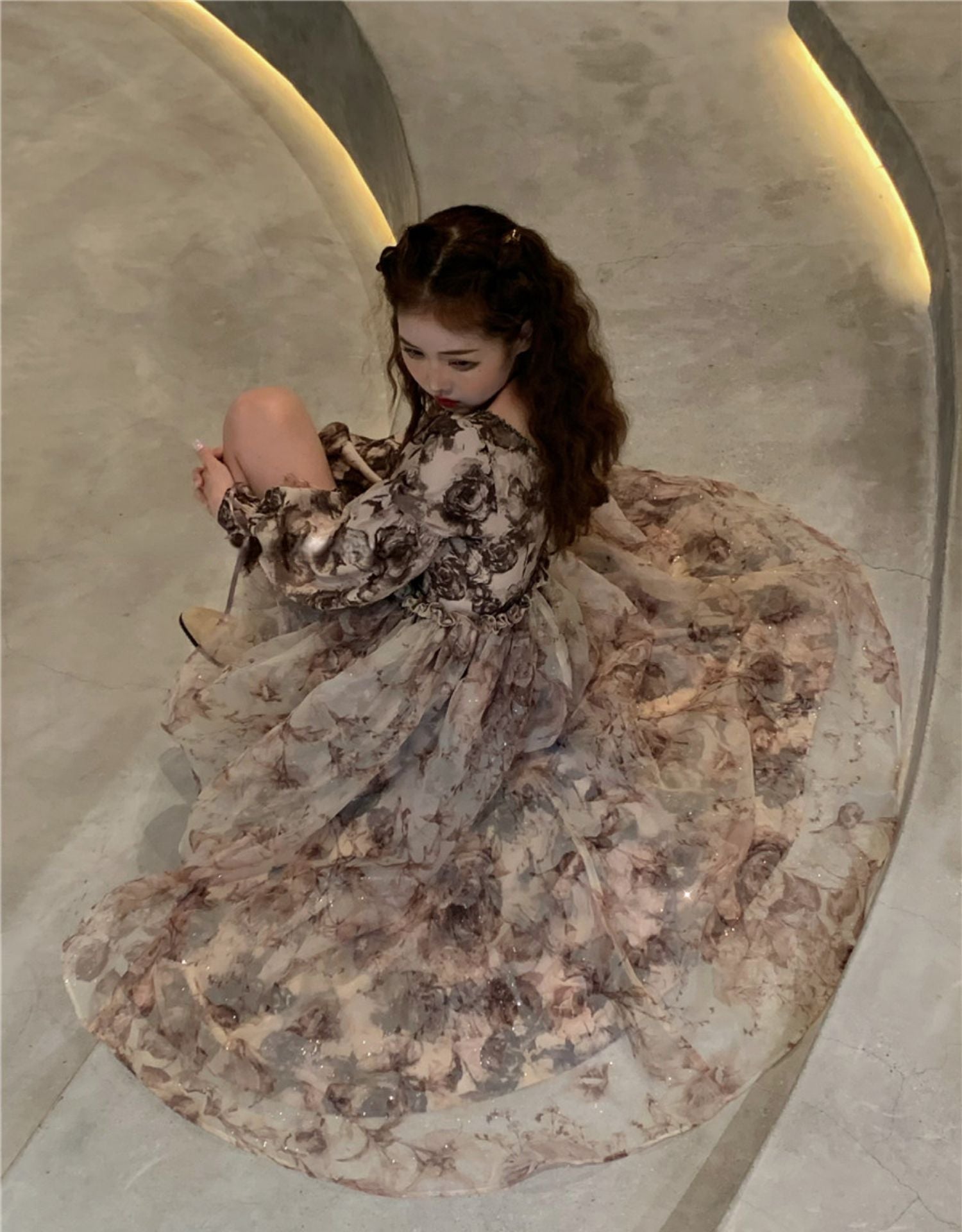 Valenzora | Floral Fairy Princess Dress with Detachable High-Low Skirt Layer