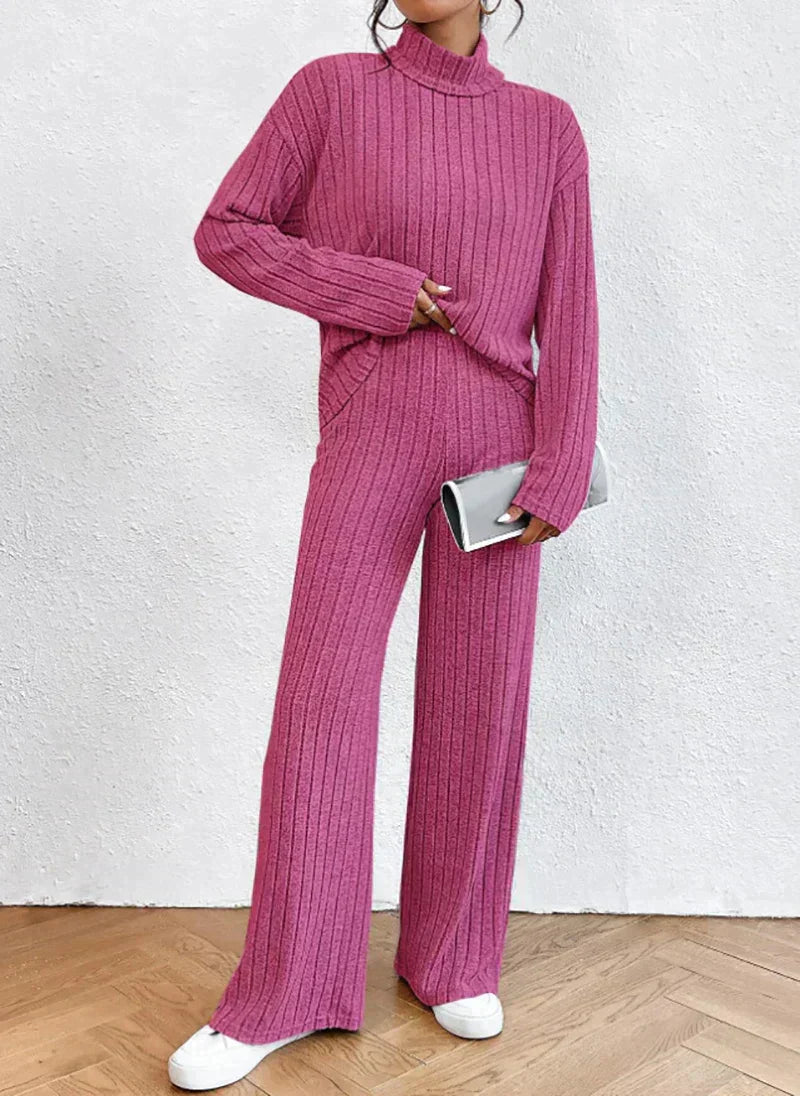 Darlene™ - Knit trousers and roll-neck sweater for women