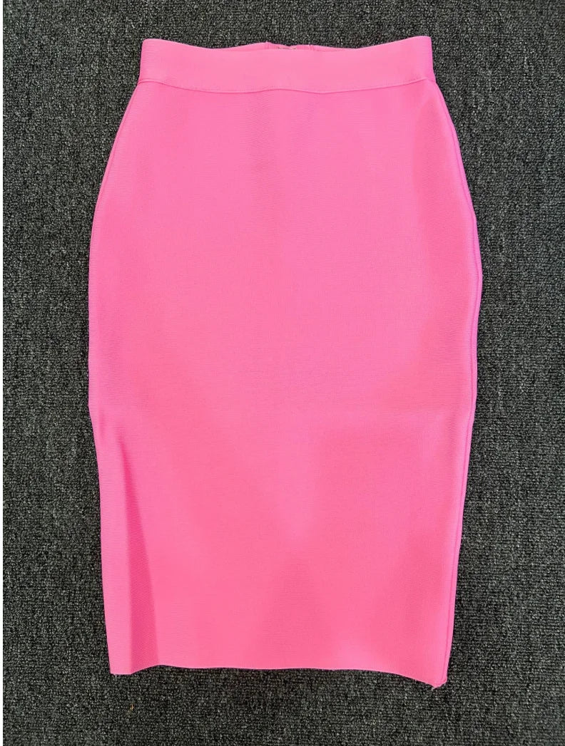 Valenzora | Women's New Rayon Bandage Skirt Elegant Pencil Skirt Famous Sexy Club Party Clothing Vintage Vestios