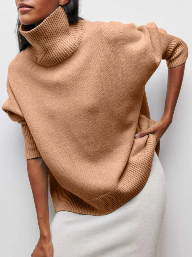 Oversized knitted turtleneck sweater