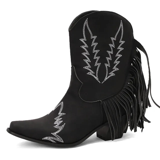 Valenzora | Cowboy ankle boots with fringe tassel