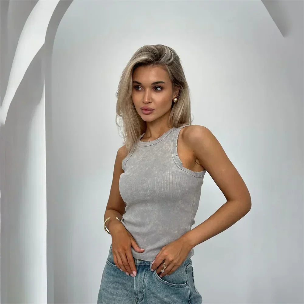Vintage ripped sleeveless tank top