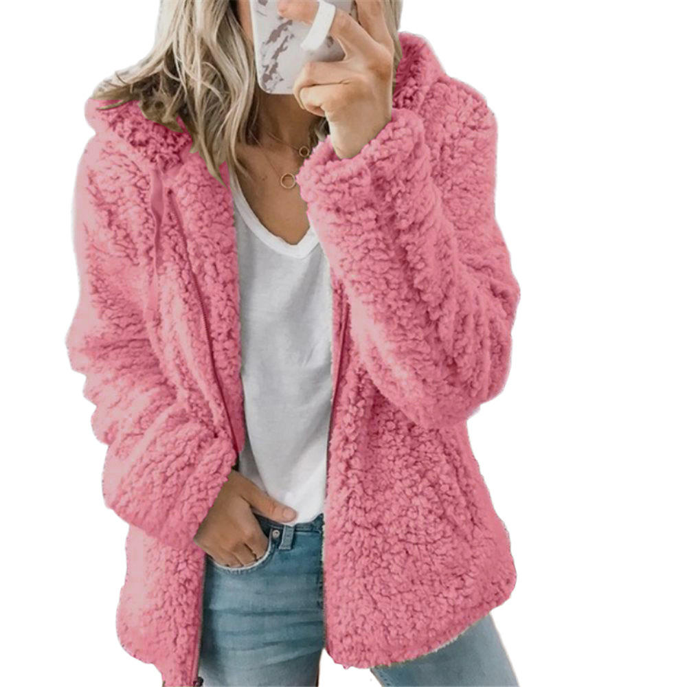 Valenzora Women's Fashion | Elegant Bear Teddy Fur Coat: Soft fleece coat with pockets and zipper