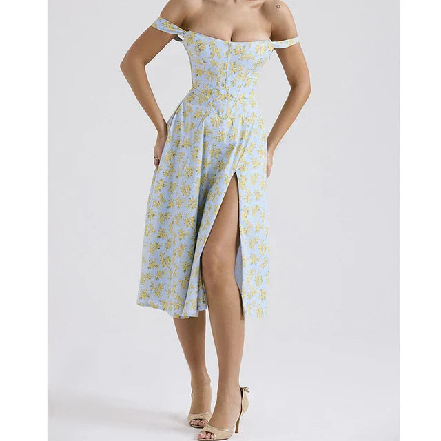 Valenzora | Florales Korsett-Midikleid