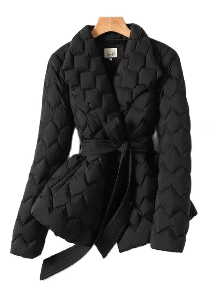Valenzora | Elegant down jacket with belt