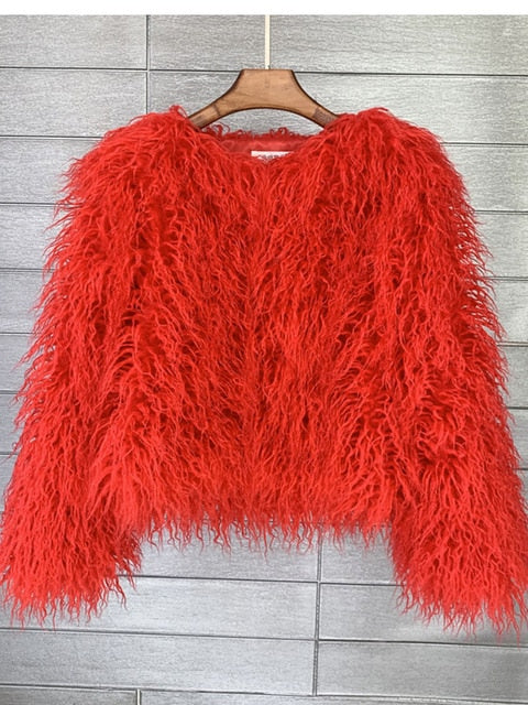 Valenzora coat for women, thick, warm faux fur coat
